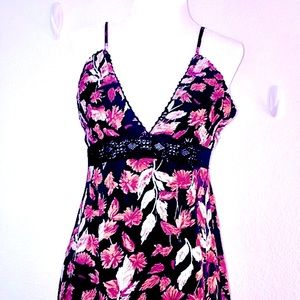 COTTON CANDY LA Maxi with flattering front high slits lace trim tie back backles